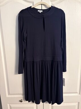 Worth Navy Long Sleeve Jersey Dress